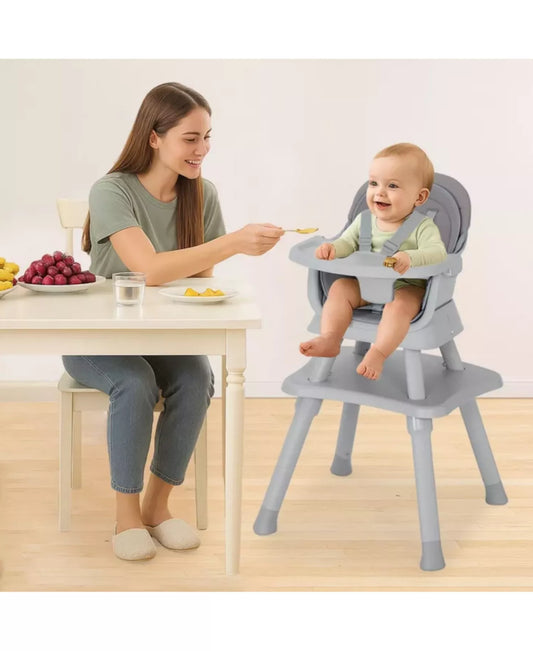 8-in-1 Baby High Chair Converts to Booster Seat and Kids Table Set with Removable Tray