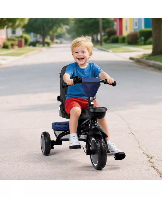 8-in-1 Kids Tricycle with Adjustable Push Handle, Canopy and Storage