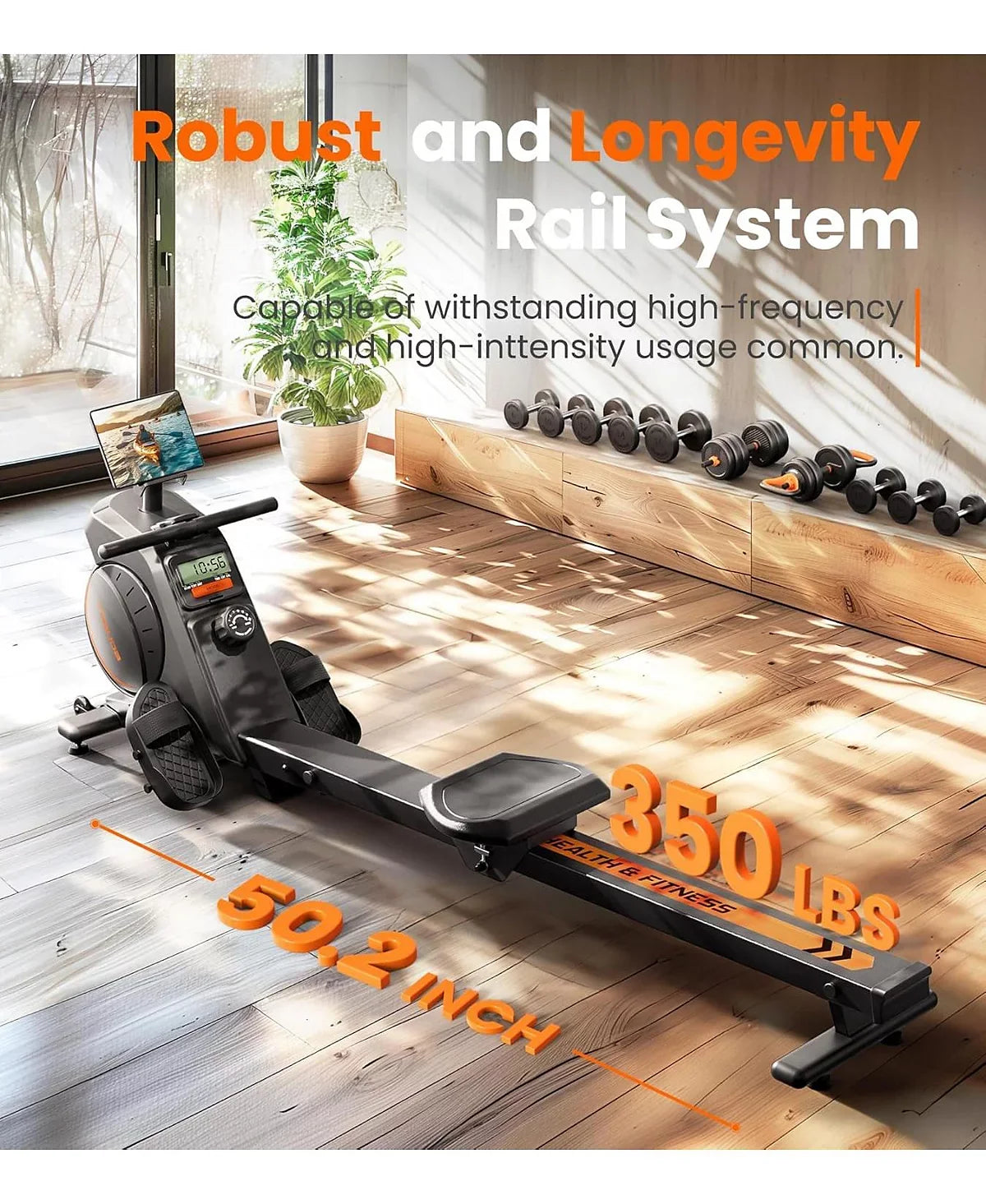 Magnetic Rowing Machine for Home, Bluetooth and App Supported, for Beginners to Athletes with Comfortable Seat and Digital Monitor