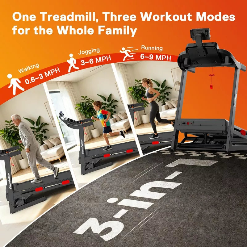 Folding Walking Pad Treadmill with 15% Auto Incline, 3.7HP Brushless Motor, 350 lbs Capacity, Quiet Treadmill for Home, 17” Wide Belt