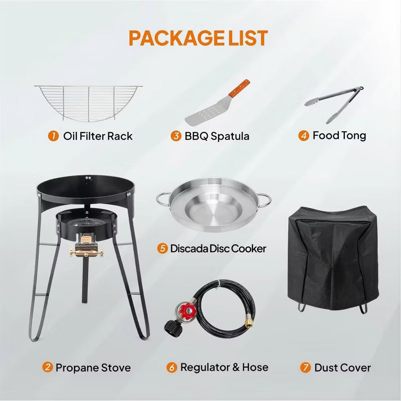 Karl Home 22.8 in. Concave Comal Set With 80,000BTU Propane Stove