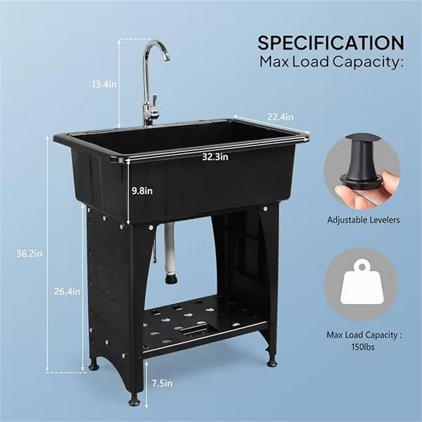 Karl Home 30 in. Utility Sink Washing Room Sink Laundry Tub with Faucet