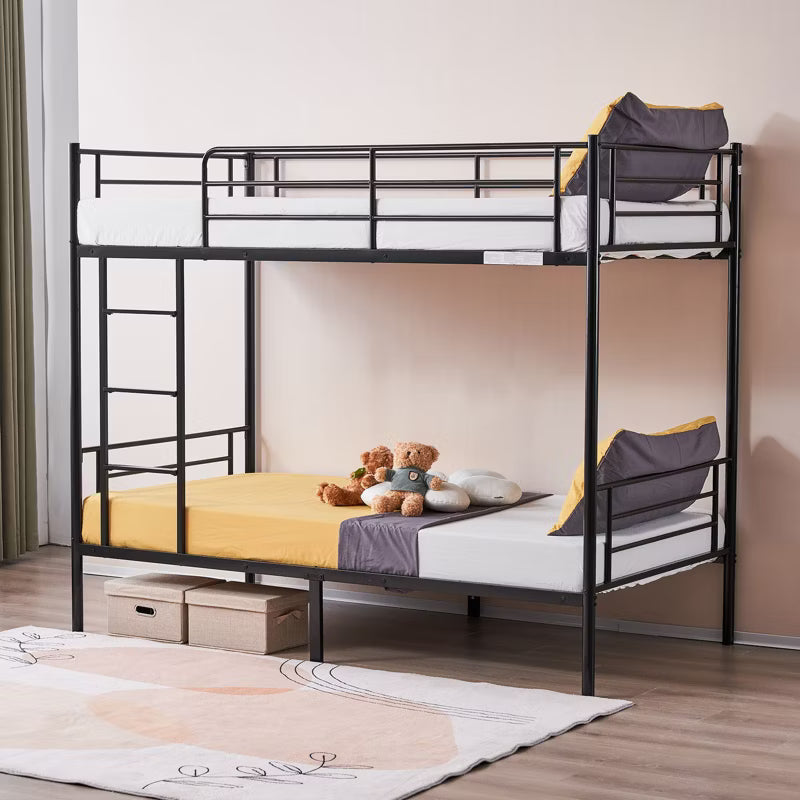 Karl Home Black Twin Over Twin Steel Bunk Bed Frame Ladder Bedroom Dorm Room for Kids Adult Children