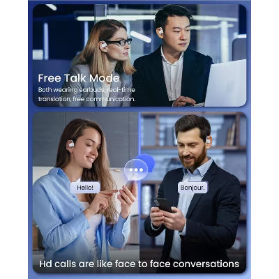 Real-Time AI Translator Earbuds | 162 Languages, 81H Battery Life, Bluetooth 5.3, Audifonos Traductores, Travel/Business, White