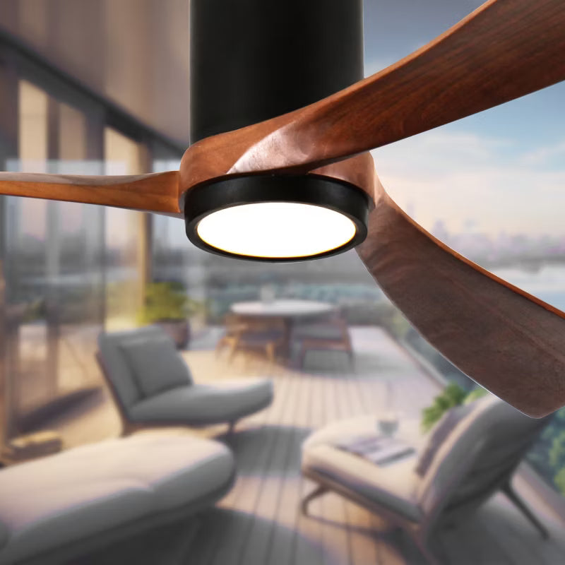 Wanze of Ocean 42 In. Indoor 3 Solid Wooden Blade Ceiling Fan with Dimmable LED Light, DC Motor, App Control For Bedroom Living Room and kitchen