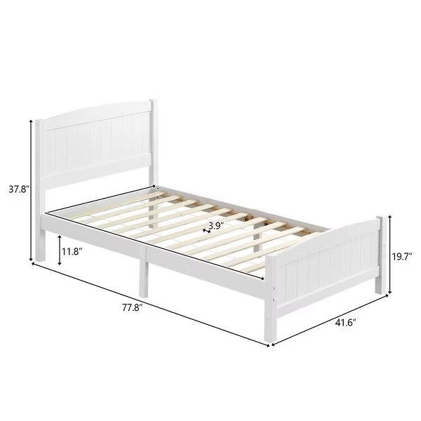 Karl Home Twin Size Solid Wood Bed Frame White