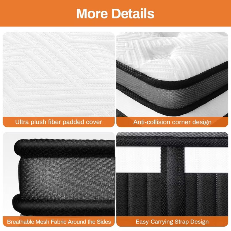 14 Inch Hybrid King Mattress- Medium Firm King Size Bed in a Box - CertiPUR-US Certified Memory Foam, King Size mattress for Pressure Relief