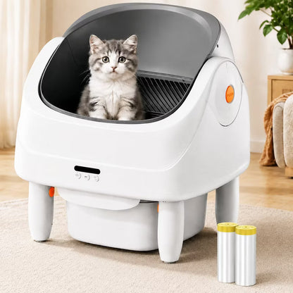 Self Cleaning Litter Box with Smart APP Control, 111L Large Capacity Barrel, Safety Sensors, Open Top Design, Automatic Litter Box for Multiple Cats