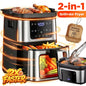 2-in-1 Air Fryer & Grill, 2X Faster Cooking, 7.5 QT Air Fryer, Nonstick Basket + 100 Liners, 8 Present Cookings Air Fryer,Black