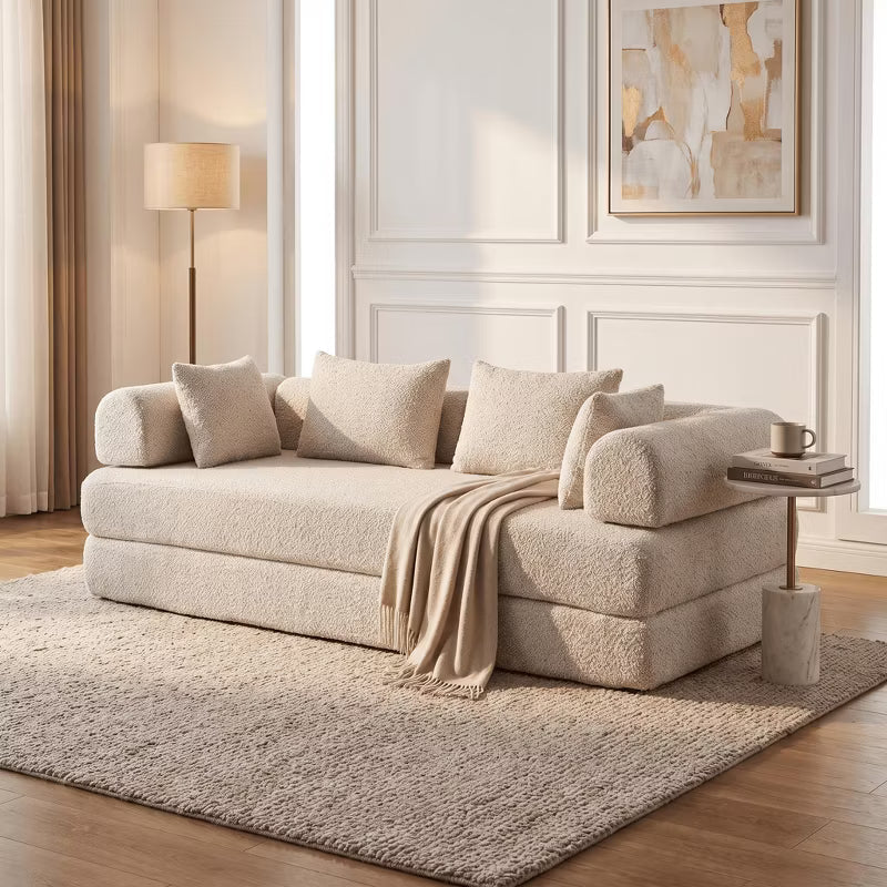 78.9-inch Convertible Sleeper Sofa, Chenille Folding Mattress Couch with Removable Armrests, Multifunctional DIY Floor Lounge Bed for Living Room