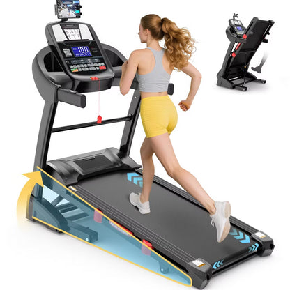 400 lbs Capacity Treadmill for Home with 20% Incline, 5.0 HP Folding Treadmill for Exercising, 0.6–12 MPH, APP Control, Shock Absorption,Knee Support