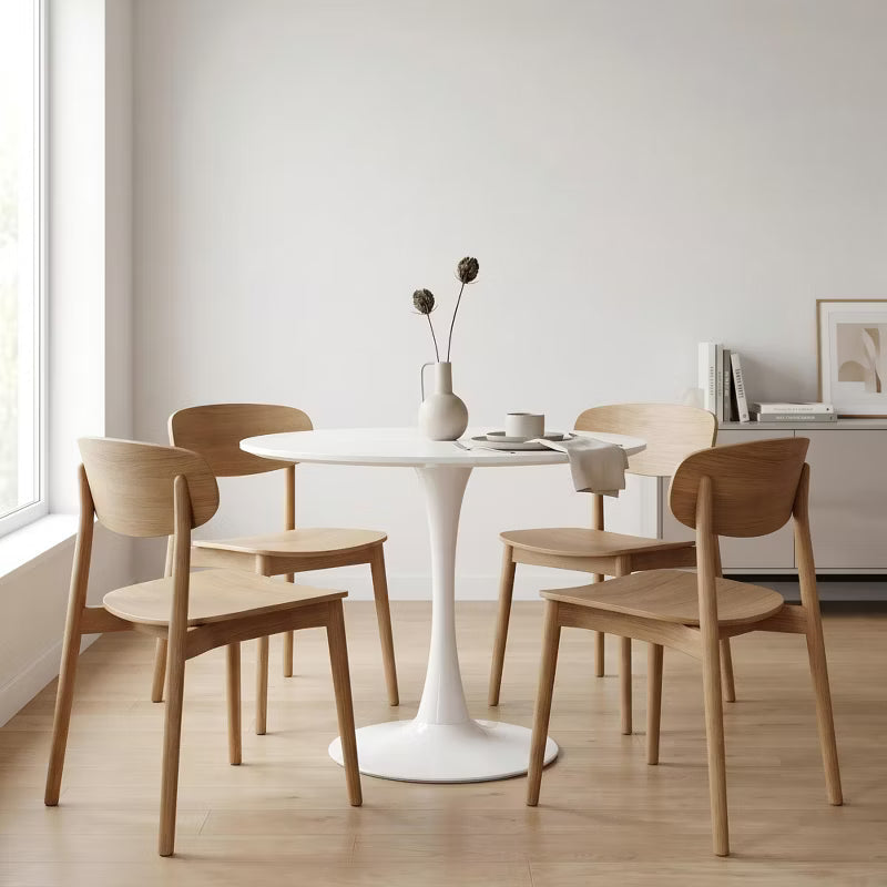 Modern 31.5" Round Dining Table, Mid-Century Pedestal Kitchen Furniture, Leisure Coffee Table for Small Spaces, Dorm, Apartment, Pure White