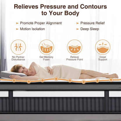 14In King Size Mattress in a Box, Memory Foam King Mattress, Pocket Spring for Motion Isolation, Medium Firm, Pressure Relief,Breathable & Cooling