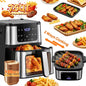 7.5 QT Air Fryer Clearance: 8-in-1 Digital Hot Air Oven with Window & Light, Space Saving Design, Dishwasher-Safe Parts, 100 Liners, Black