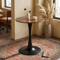 Modern 24" Round Tulip Dining Table, Mid Century Wood Grain MDF Top with Matte Iron Base for Kitchen & Living Room, Walnut