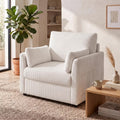 37.75" Corduroy Accent Chair with Side Pockets, Modern Upholstered Wide Single Sofa Armchair with 2 Pillows for Bedroom, Living Room, Dorm, Apartment