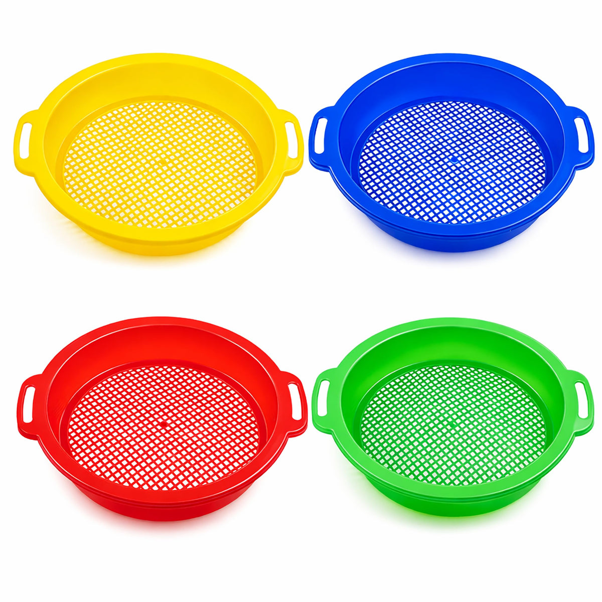 Large Sand Sifter for Sandbox Beach 4 Pack - Sand Sifter for Shark Teeth, Rock, Plastic - Beach Toys, Sand Toys for Sandbox Kids & Toddlers