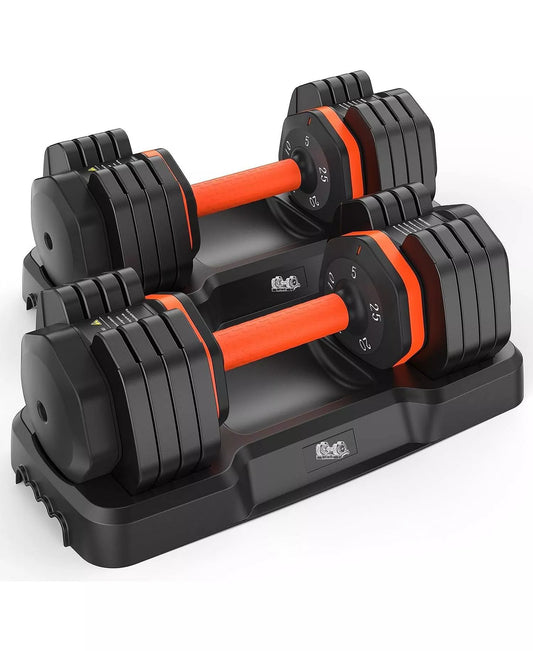 15LB to 55LB Adjustable Dumbbell Set Pair 5-Level Weights Anti-Slip Handle Full Body Workout Equipment