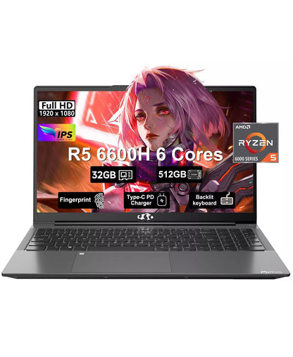 15.6 Gaming Laptop AMD Ryzen 5 6600H 6-Cores 32GB DDR5 RAM 512GB SSD 4.5GHz
