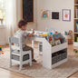 3-in-1 Kids Table and Chair Set with Paper Roll Holder and Storage for Art, Crafts, and Reading
