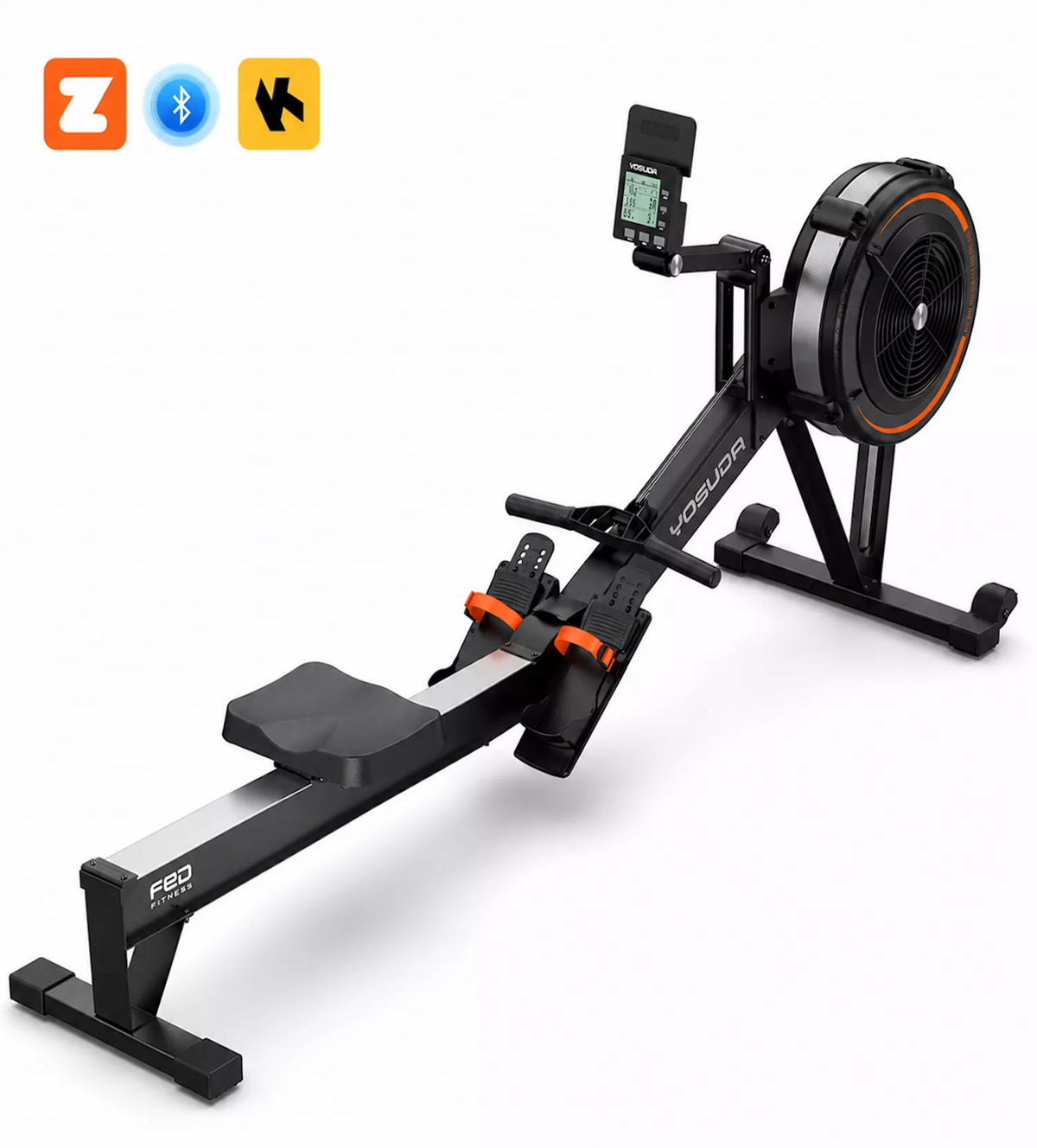 Adjustable Air Resistance Rowing Machine for Home Use, Self-Powered Rower with 53.7'' Rail, Ergonomic Comfort Seat and Easy Storage
