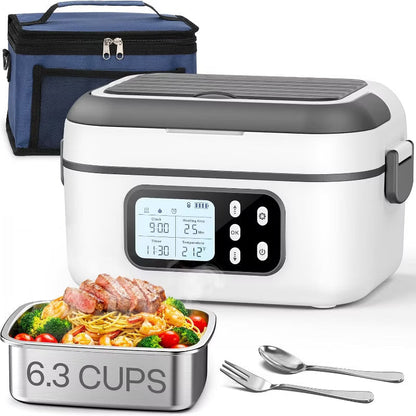 Personal Meal Warmer with Timer, 1.4L Stainless Steel Container