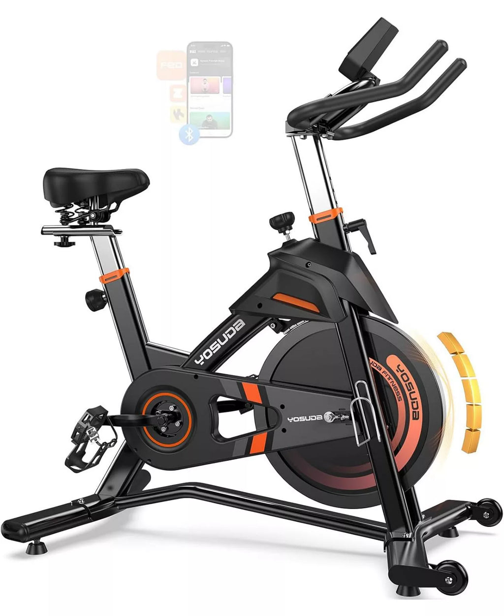 Light Commercial Exercise Bike, 50LB Flywheel, 100-Level Magnetic Resistance, 400LB Capacity, Bluetooth, 20dB Quiet