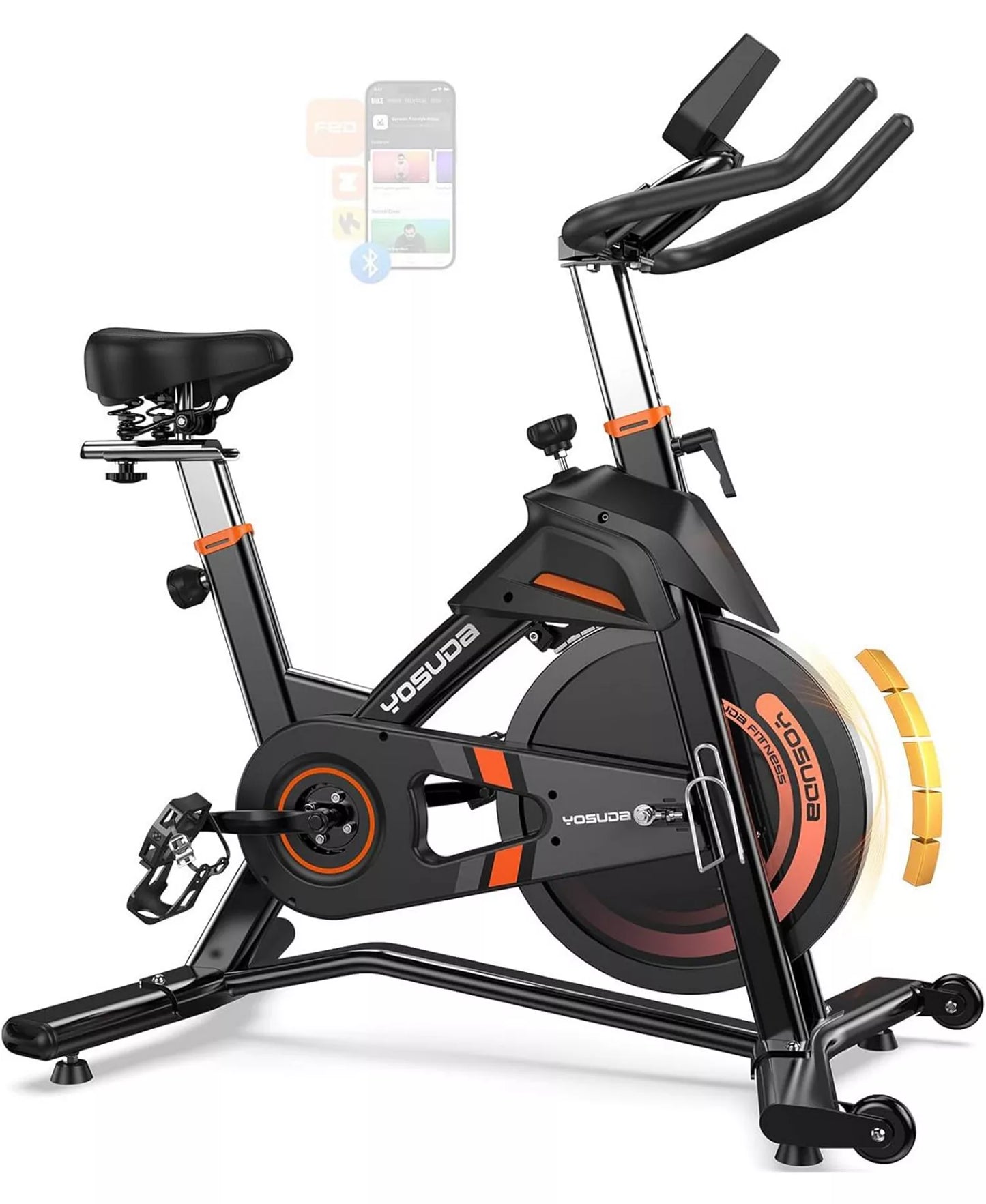Light Commercial Exercise Bike, 50LB Flywheel, 100-Level Magnetic Resistance, 400LB Capacity, Bluetooth, 20dB Quiet