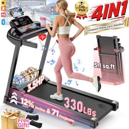 Treadmill Clearance – 3.5HP Folding Treadmill with Incline, App Control, Bluetooth Speaker & LED Display, 71 Programs
