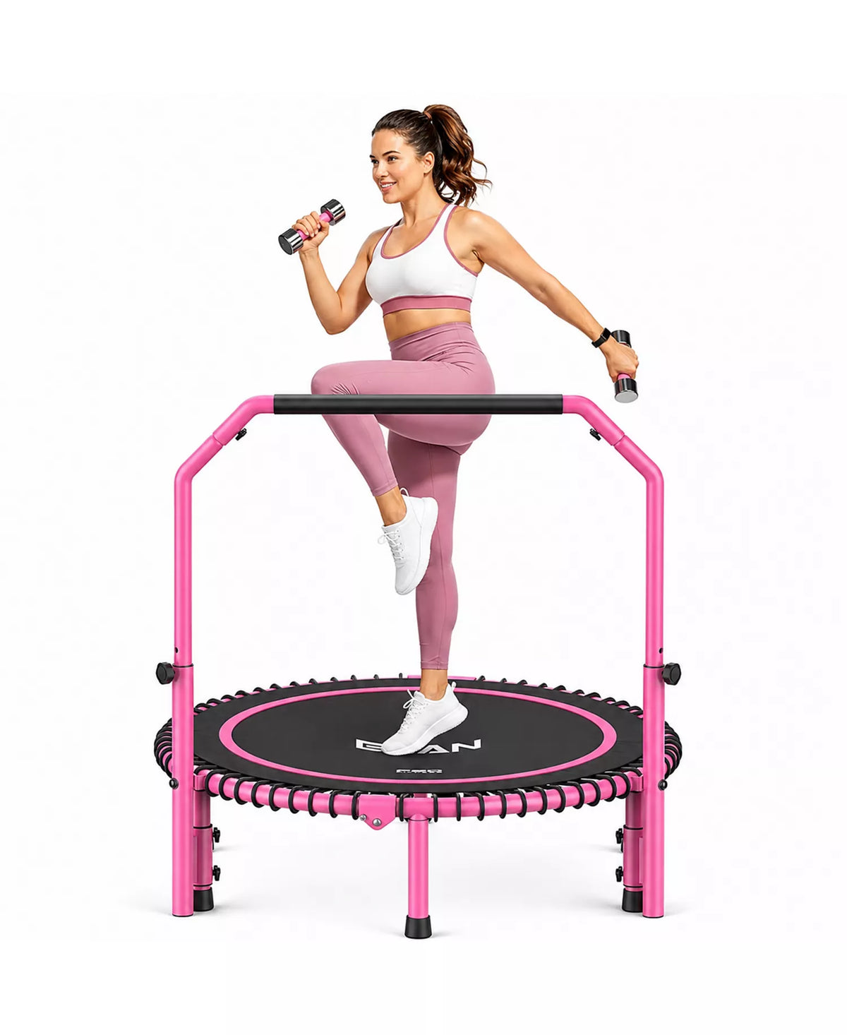 BT2 40 Inch Rebounder Trampoline for Adults, Handle Included, Indoor Use, 450 lbs Weight Capacity