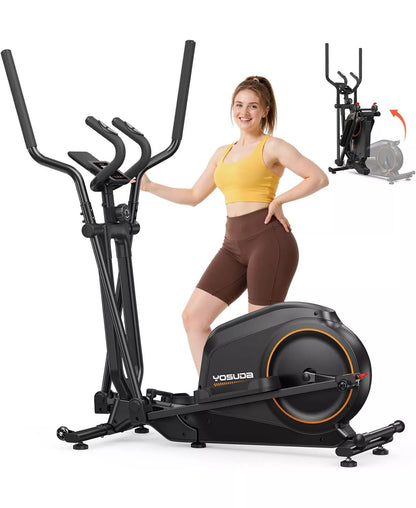Foldable Elliptical Machine for Home, 15IN Stride Compact Folding Cross Trainer with 16 Magnetic Resistance Levels