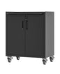 Heavy-Duty Rolling Metal Cabinet - Lockable 2-Door Tool Storage with Adjustable Shelves