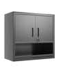 30" Wall Mounted Metal Cabinet - 2 Locking Doors and Open Drawer Garage Storage