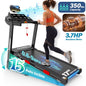 Folding Walking Pad Treadmill with 15% Auto Incline, 3.7HP Brushless Motor, 350 lbs Capacity, Quiet Treadmill for Home, 17” Wide Belt