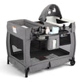 4-in-1 Portable Baby Playard with Bassinet, Changing Table and Canopy