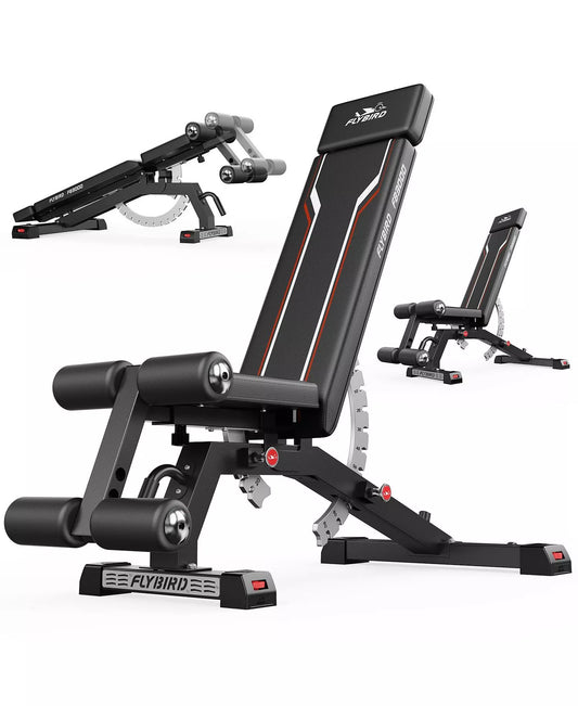Adjustable Weight Bench 1200LBS, Incline Flat Decline Bench for Home Gym, Full Body Strength Training