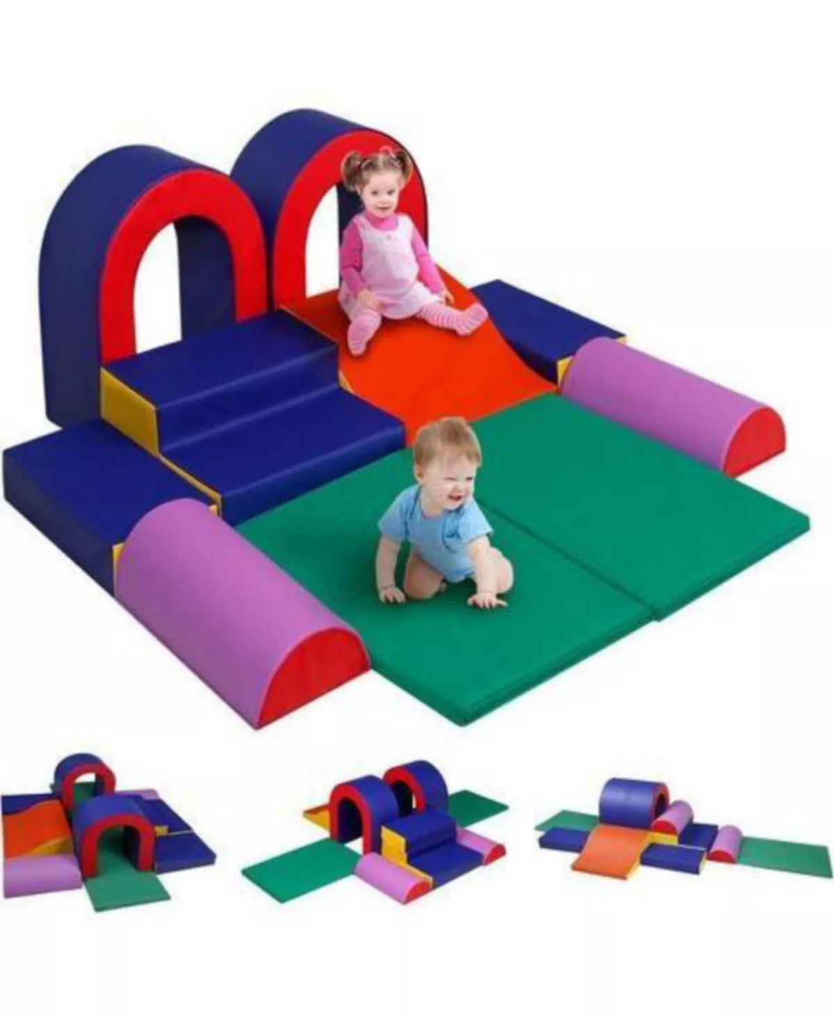 10-Piece Climb and Crawl Activity Play Set, Soft Foam Block for Climbing, Crawling and Sliding