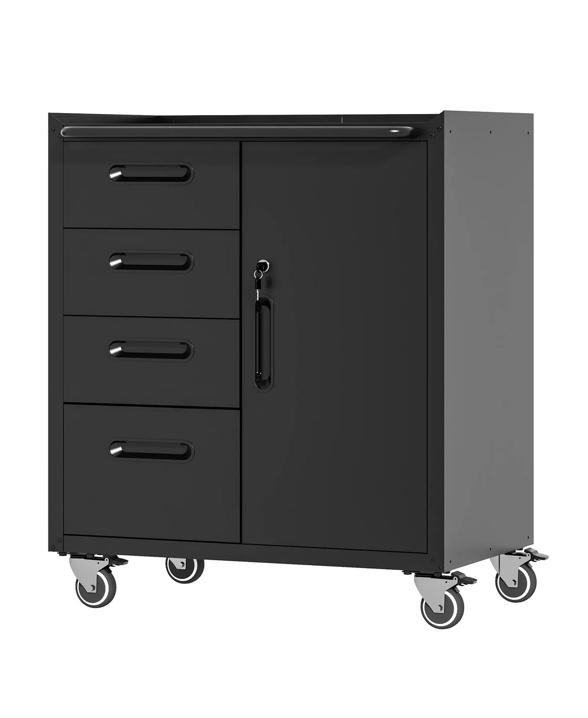 35"H Mobile Steel Tool Cabinet - 4-Drwer and Lockable Storage Organizer