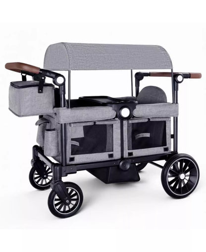 Wagon Stroller for Two Kids with Adjustable Handle, All-Terrain Wheels, Tray and Storage.