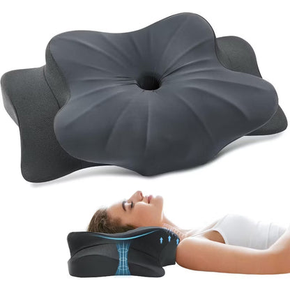 Cervical Pillow for Neck and Shoulder, Ergonomic Contour Memory Foam Pillows for Sleeping, Side Back Stomach Sleeper Queen Size, Deep Grey