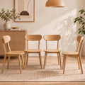 100% Natural Wood Dining Chairs, Mid Century Modern Accent Chairs with Ergonomic Curved Back, Kitchen, Dining Room & Living Space