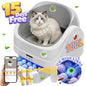 Automatic Cat Litter Box Self Cleaning, Open Top Self Cleaning litter box for multiple cats, Smart App Control,UV Light Sterilization, No Assembly