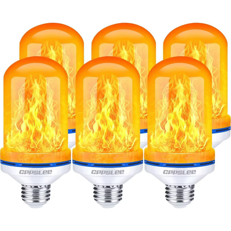 LED Flame Effect Light Bulbs with 4 Lighting Modes, 3W Flickering Fire Bulbs - Warm Yellow