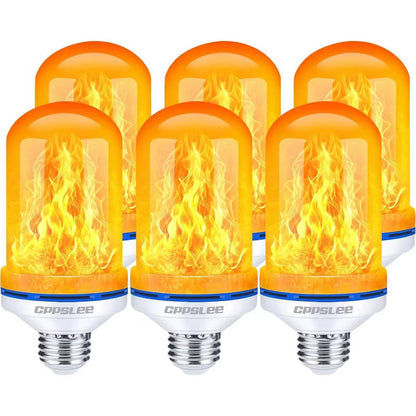 LED Flame Effect Light Bulbs with 4 Lighting Modes, 3W Flickering Fire Bulbs - Warm Yellow