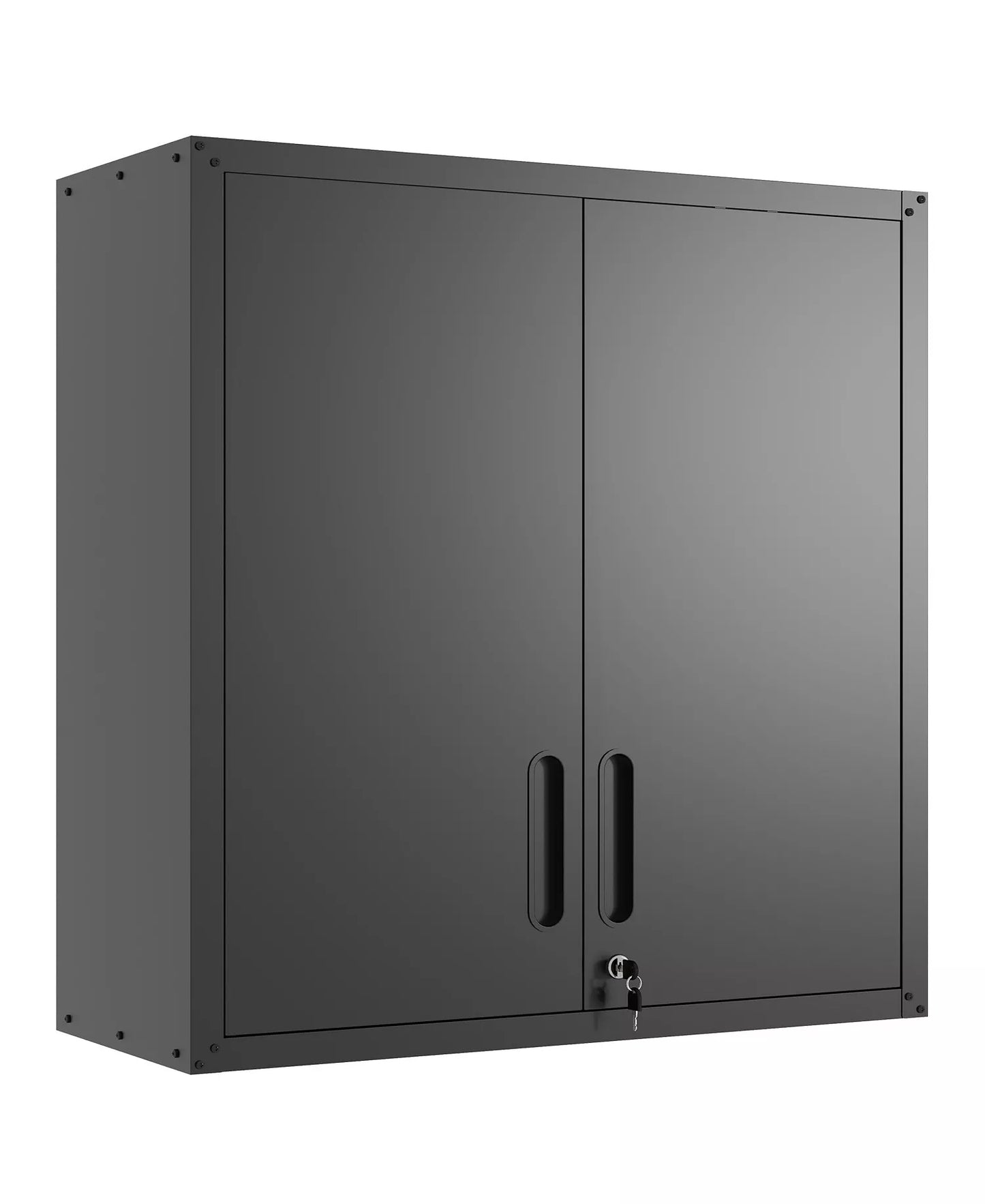 Wall Mount Steel Cabinet - Modern Storage Organizer with Lockable Doors and Open Shelf