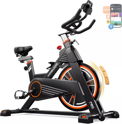 Light-Commercial Magnetic Exercise Bike, 45LB Flywheel, 100-Level Resistance, 350LB Capacity, 20dB Ultra-Quiet and Large HD Display