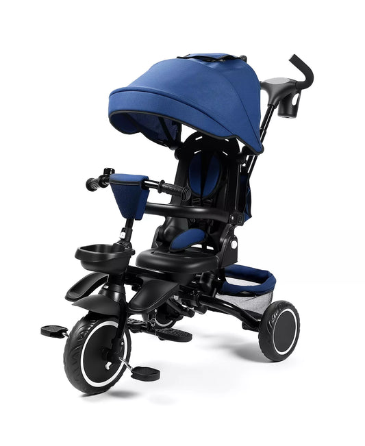 8-in-1 Kids Tricycle with Adjustable Push Handle, Canopy and Storage