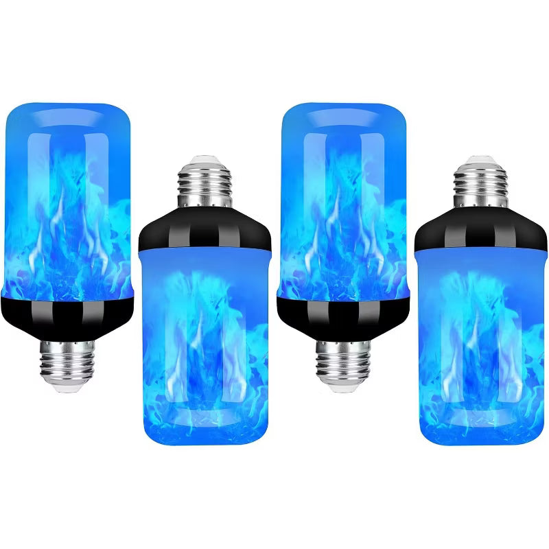 LED Flame Effect Light Bulbs 4-Pack, E26 Base, 4 Modes, Gravity Sensor