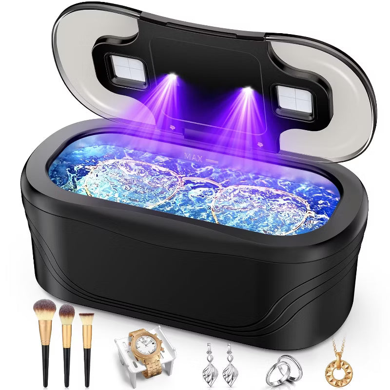 Ultrasonic Jewelry Cleaner with UV Light and Multi-Mode Deep Cleaning,Black