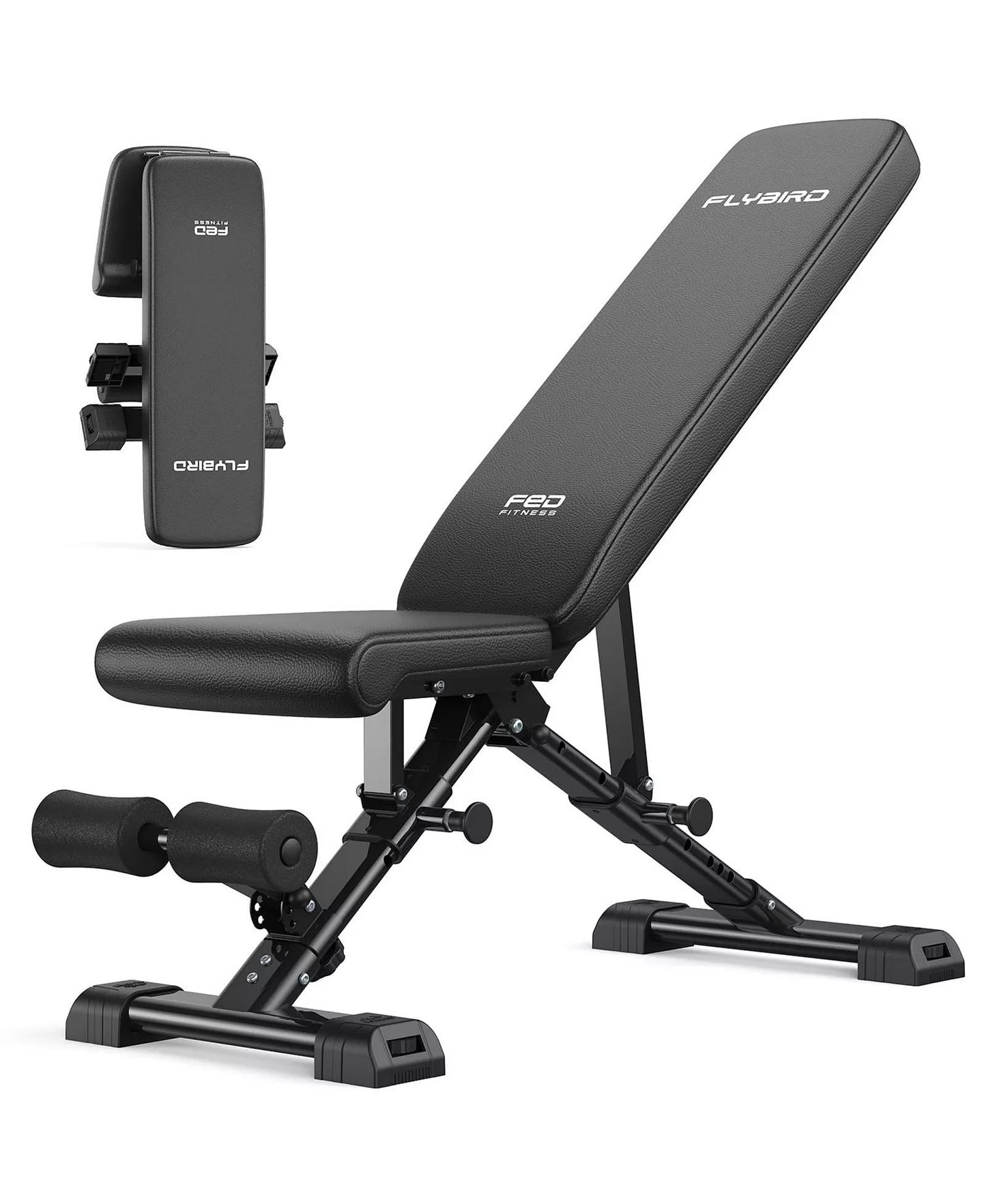 WB5 800LBS ASTM-Certified FLYBIRD WB5 Weight Bench, Foldable FID Adjustable Workout Bench with 30in Extended Backrest